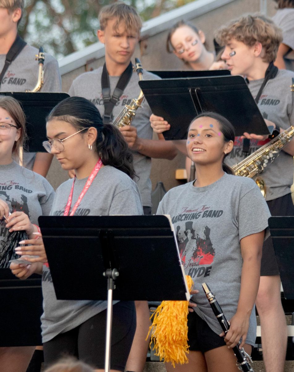 band students waiting for halftime 