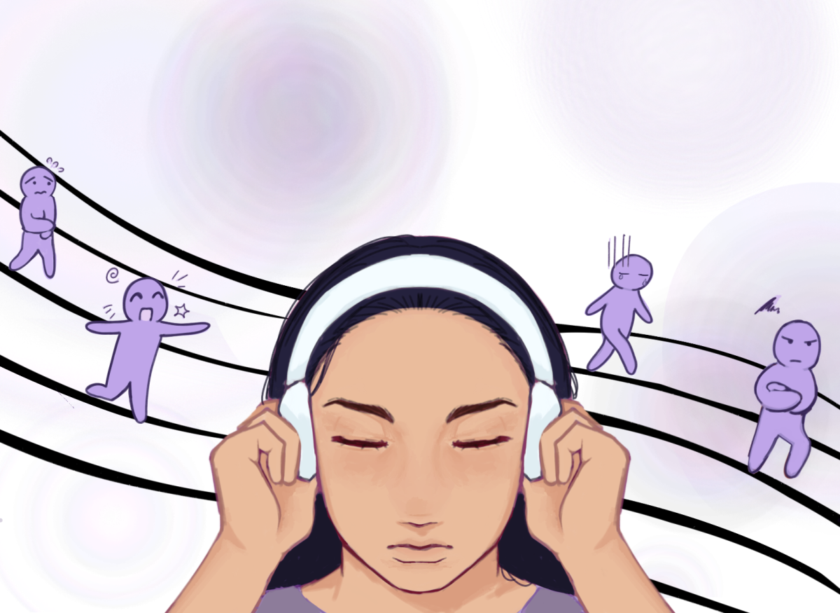 Illustration by Nima Nas Guarcas using Procreate on iPad, depicting how music travels through the mind and influences emotion.